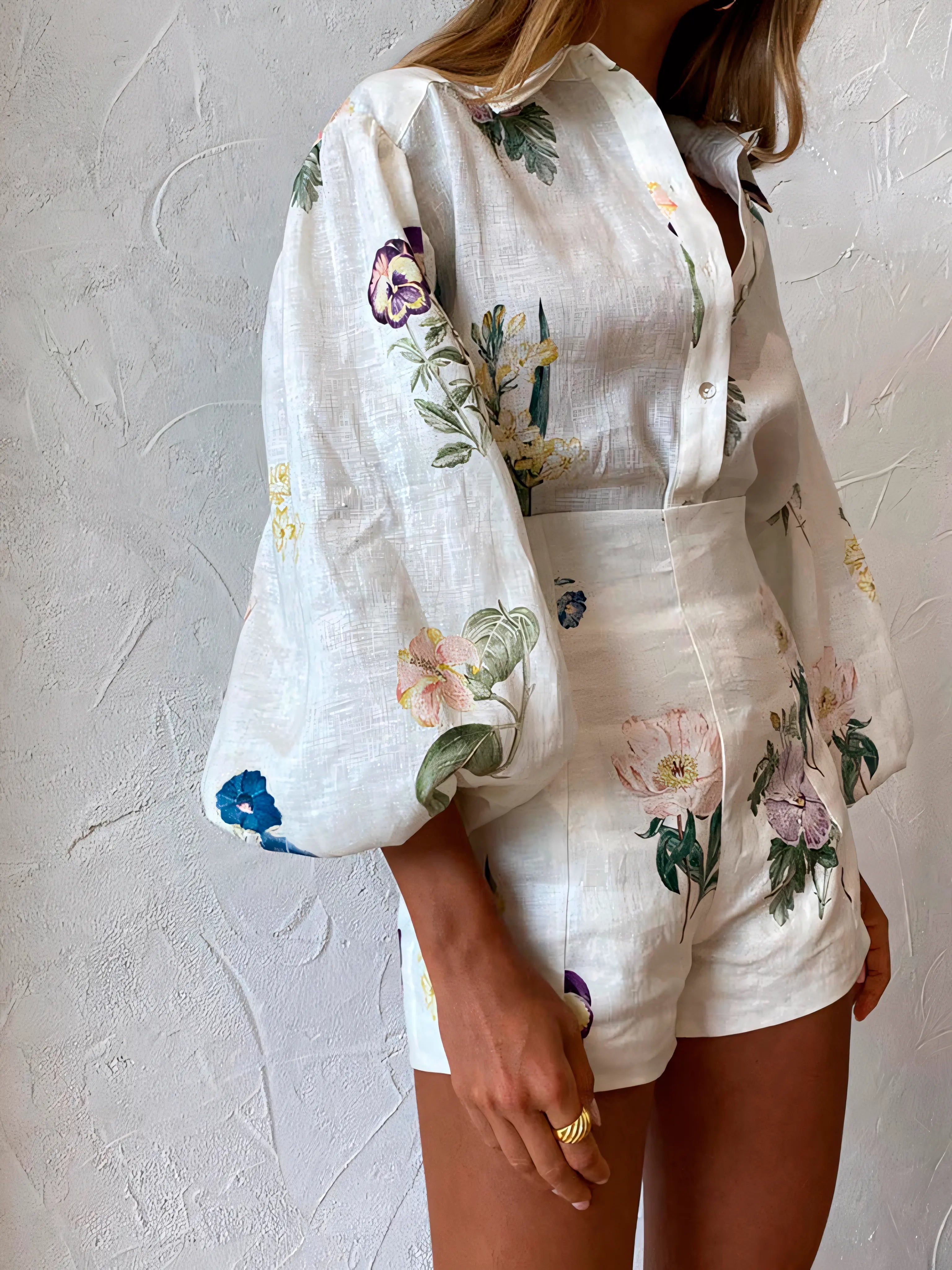 Conjunto Feminino de Alfaiataria Camisa e Shorts Florence