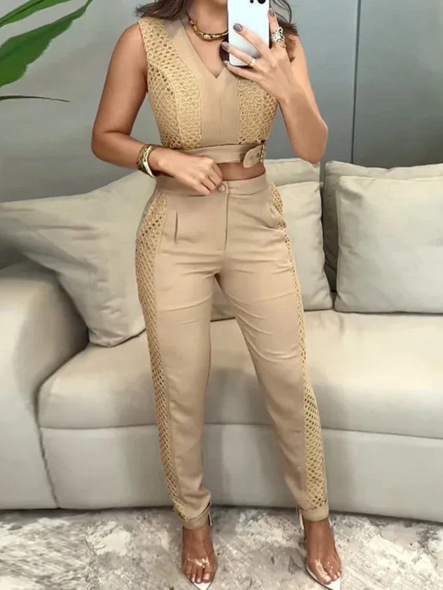 Conjunto Cropped e Calça Alfaiataria Imperial Chic