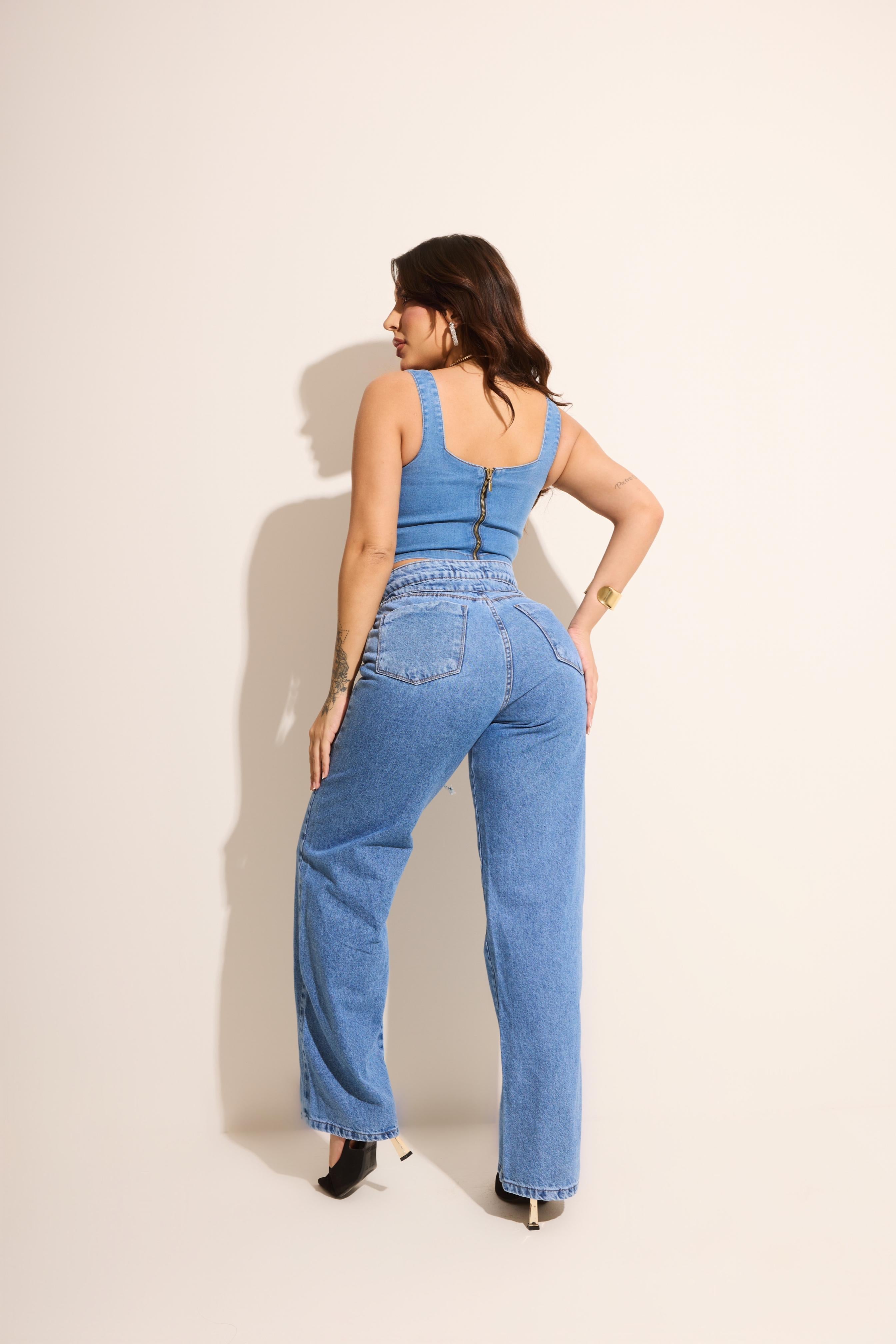 Cropped Jeans Corselet Suelen - FULL
