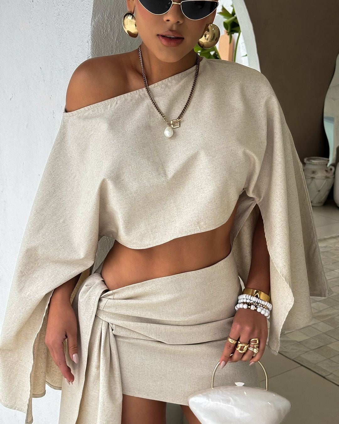 Conjunto Cropped e Saia Sandy - OÁSIS