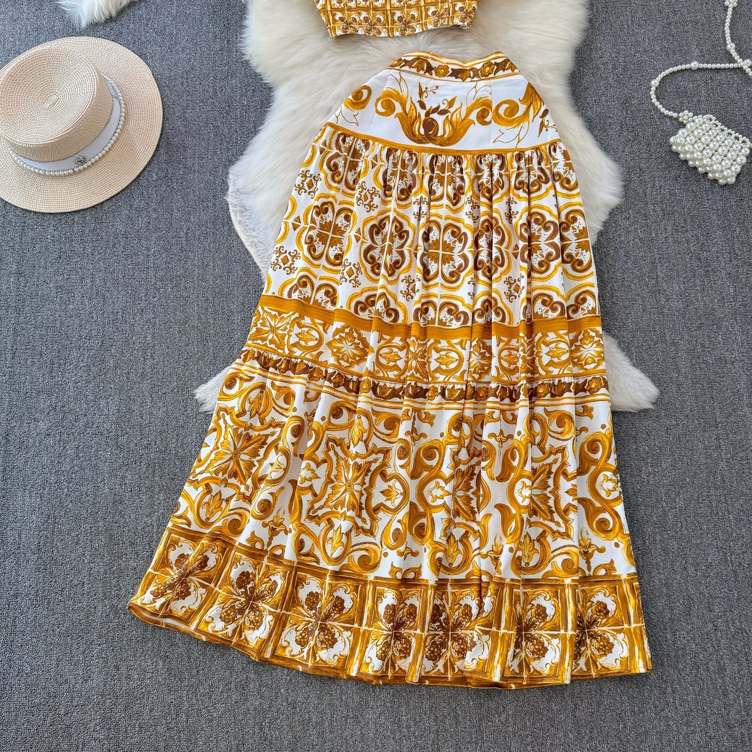 Conjunto de Cropped e Saia Grécia - OÁSIS