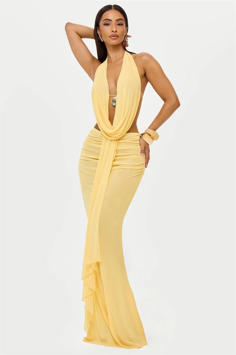 Conjunto Cropped e Saia Longa Perle