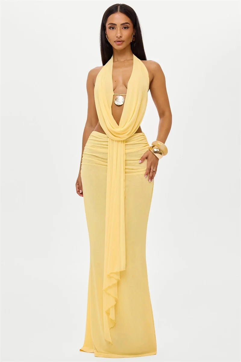 Conjunto Cropped e Saia Longa Perle