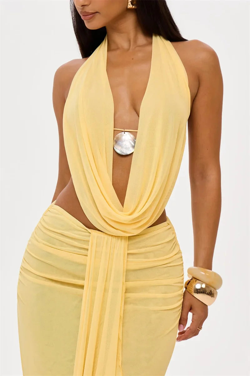Conjunto Cropped e Saia Longa Perle