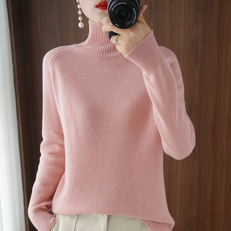 Suéter Feminino de Caxemira Gola Alta Elegance