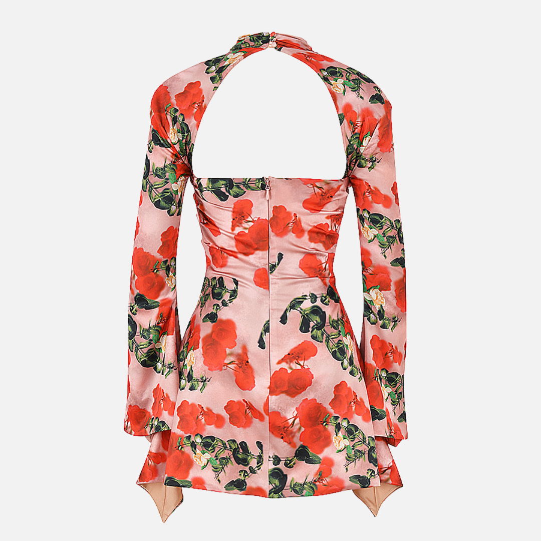 Vestido Curto Preto com Manga Longa e Recorte Frontal Feminino - Clivage Hiver