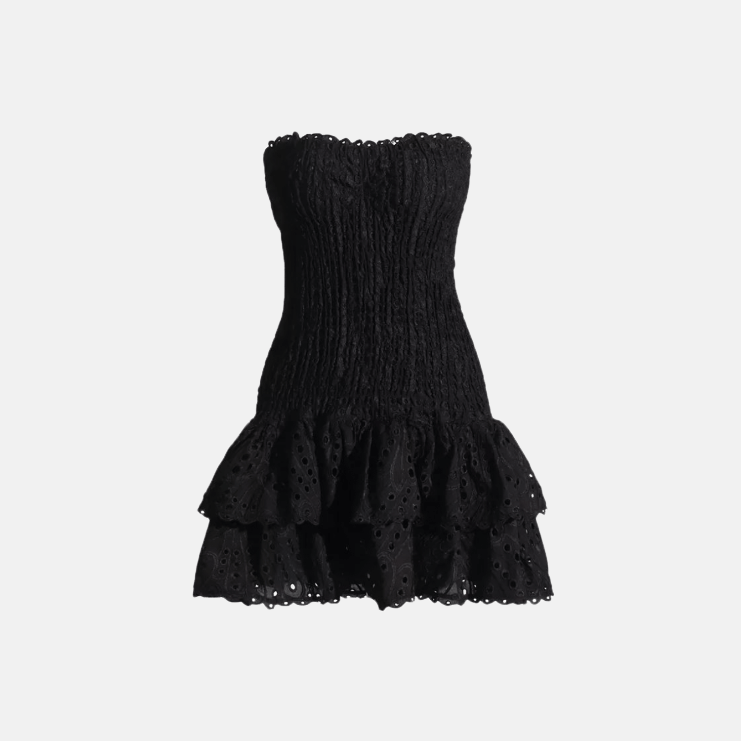 Vestido Curto Tomara que Caia Branco com Babados e Broderie – Celeste