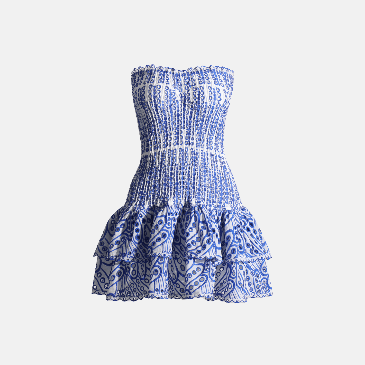 Vestido Curto Tomara que Caia Branco com Babados e Broderie – Celeste