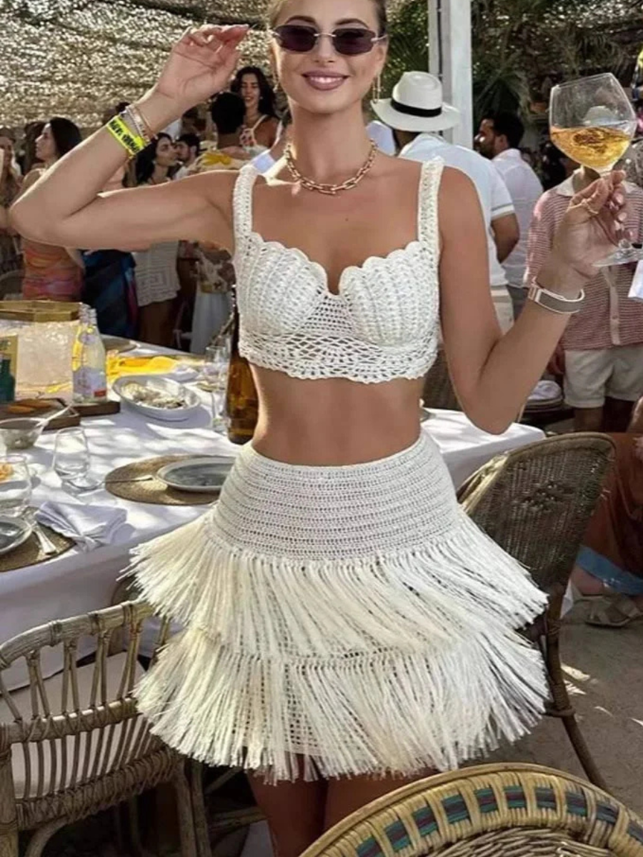 Conjunto Cropped e Saia Tricô Gaia - OÁSIS