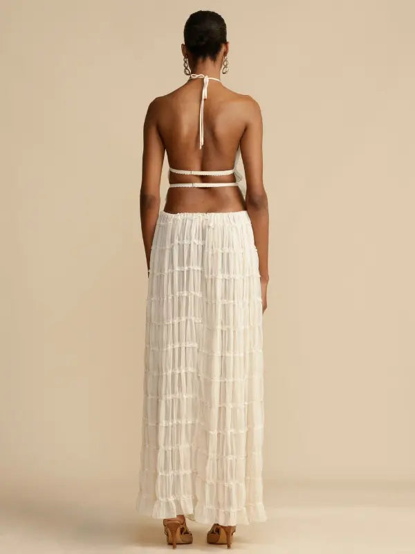 Conjunto de Cropped e Saia longa Chiffon Drapeado Kiara - OÁSIS