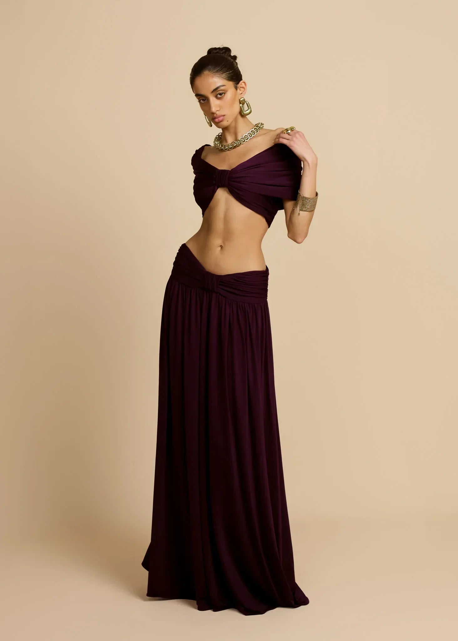 Conjunto Cropped e Saia Longa Dalene