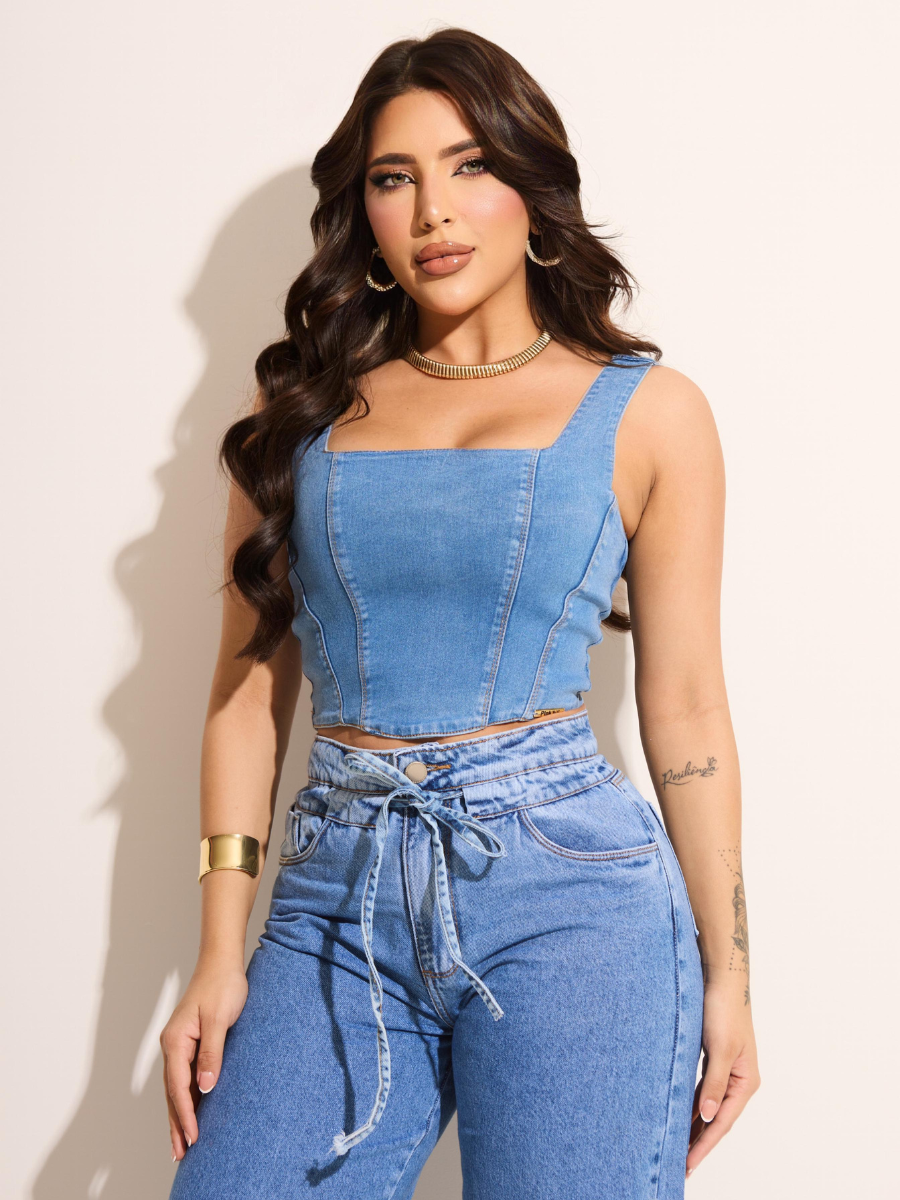 Cropped Jeans Corselet Suelen - FULL