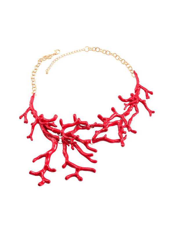 Maxi Colar Statement com Design de Coral Vermelho – Lysiane