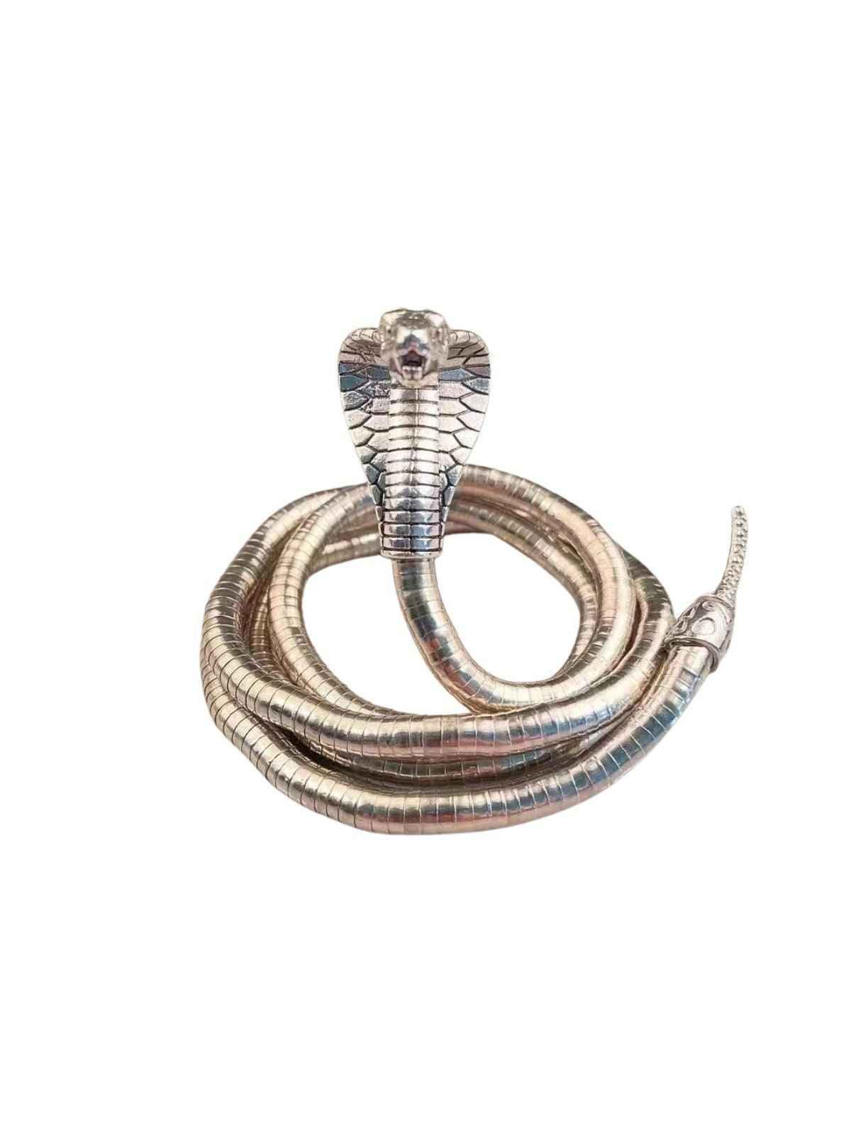 Maxi Colar de Serpente Articulado em Metal Prateado – Naëlle