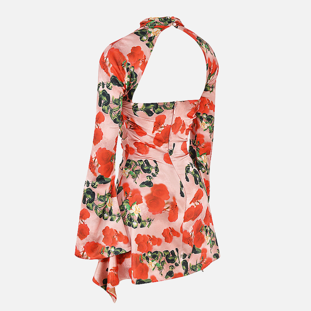 Vestido Curto Preto com Manga Longa e Recorte Frontal Feminino - Clivage Hiver