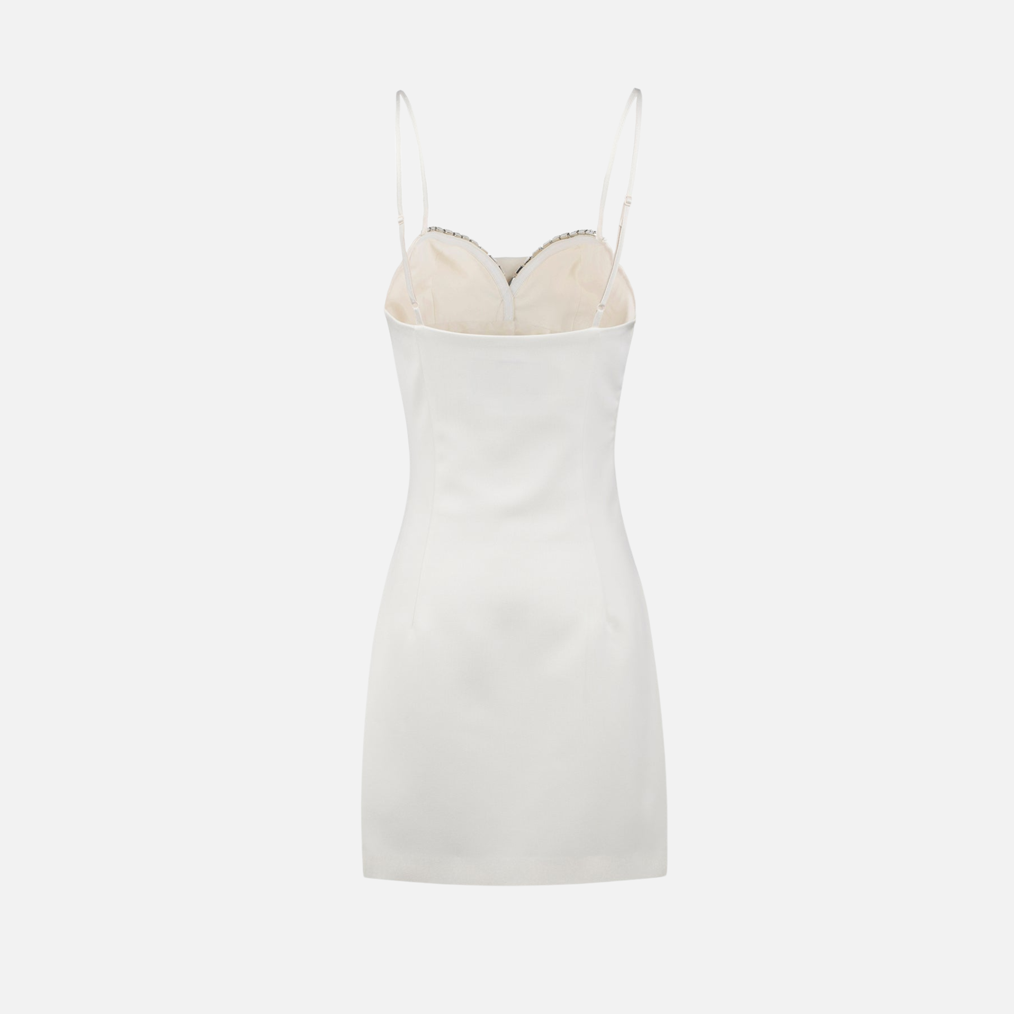 Vestido Curto Rosa com Alças Finas e Bordado de Pérolas no Decote - Perle