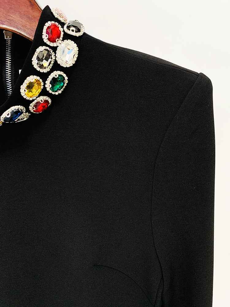 Vestido Curto com Mangas Longas e Aplicações de Pedrarias - Les Mots