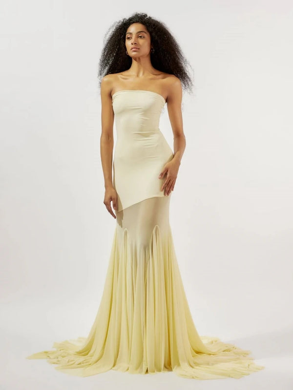Vestido de Festa Longo Sereia Tomara que Caia Escultural com Saia Fluida – Calypso