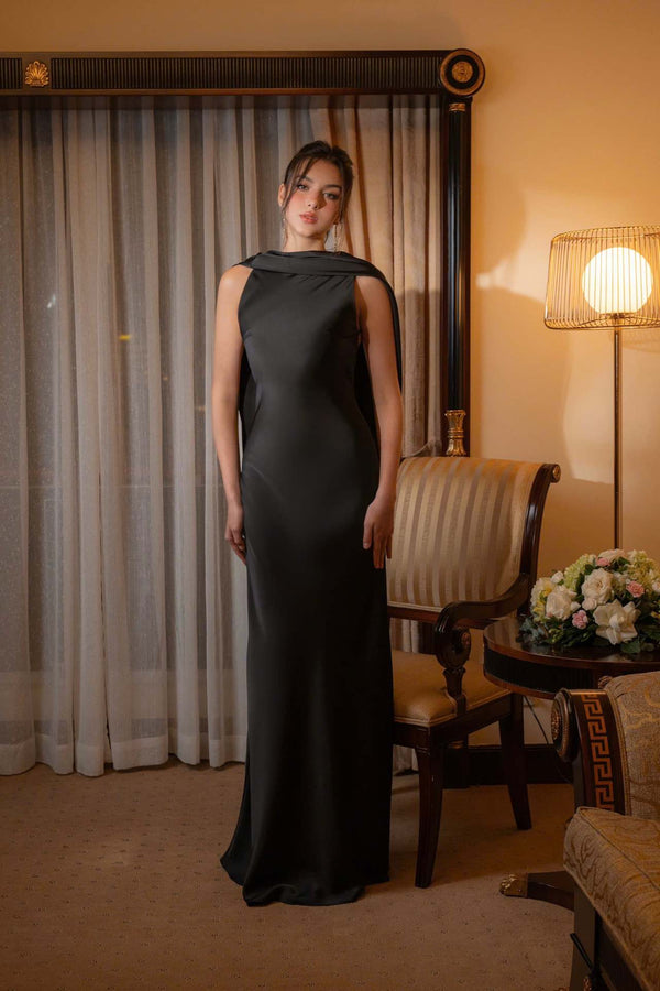 Vestido de Festa Longo Sereia com Costas Degagê Drapeadas – Ivoire