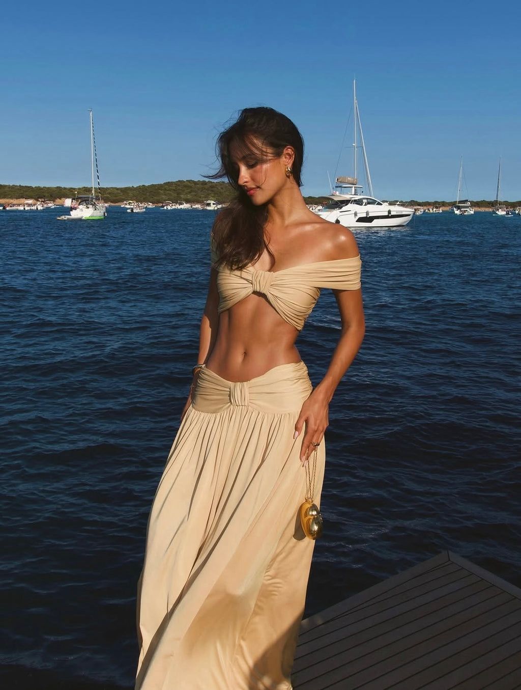 Conjunto Cropped e Saia Longa Dalene